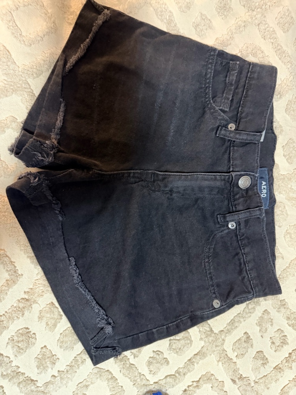 AERO Mom Short Black Distressed Denim Shorts Size 0           #511